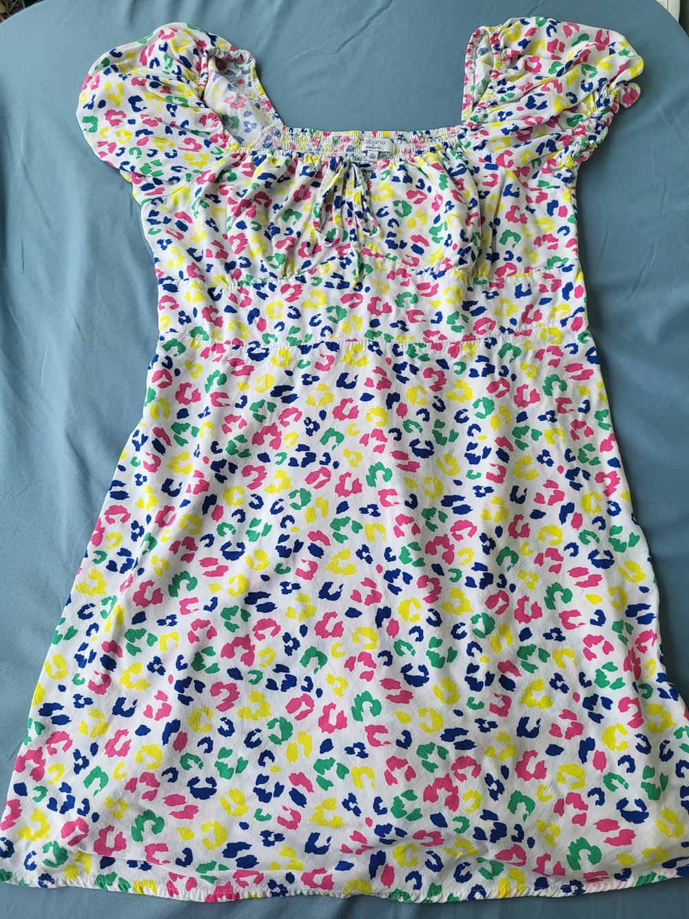 crown & ivy Multicolor Leopard Print White Mini Dress
